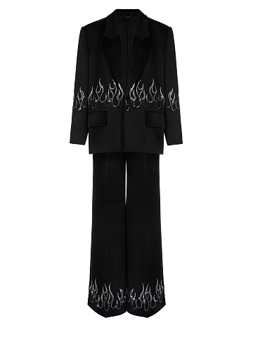 Black Rhinestones Silk Suit, 1