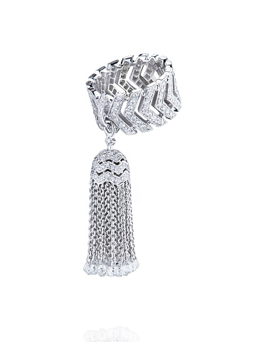 White Gold Diamond Tassel Ring, 1