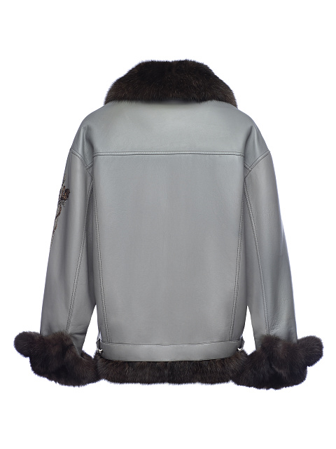 Grey Sable Fur Leather Jacket, 2