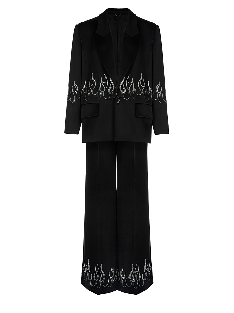 Black Rhinestones Silk Suit, 1 Black Rhinestones Silk Suit, 1