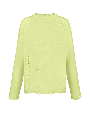 Distressed Lime Green Cotton Sweater, 2