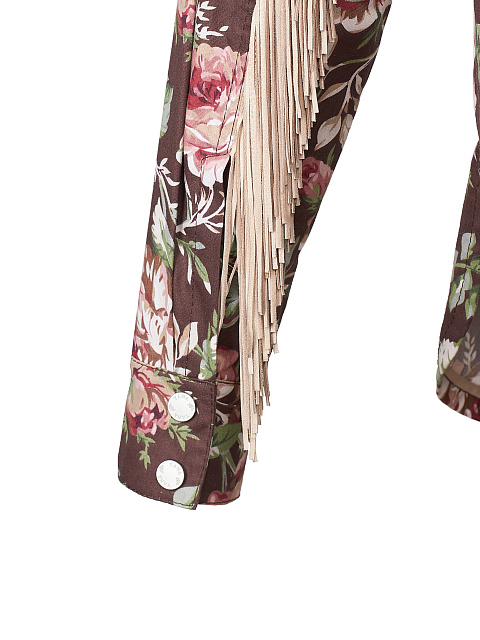 Brown Floral Fringed Shirt, 4