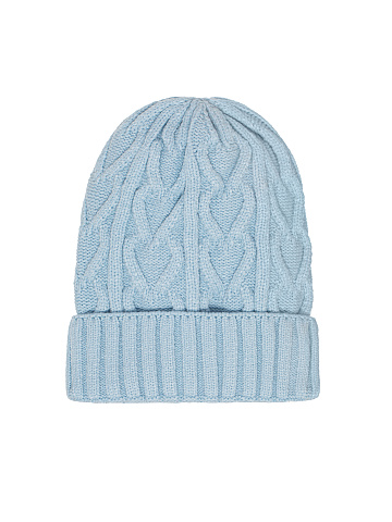 Light blue cable-knit beanie, 1