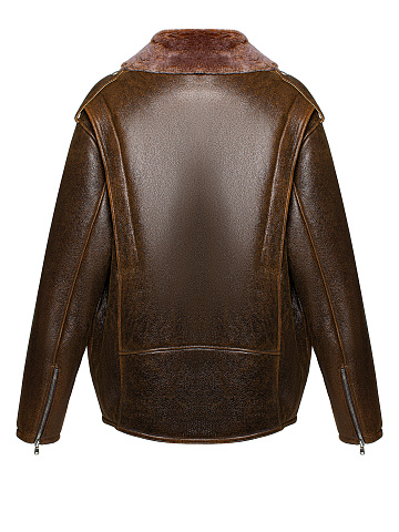 Brown Oversized Shearling Jacket, 2