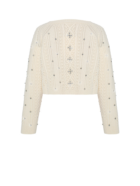 Milk-colored cashmere cardigan with rhinestones, 3 Milk-colored cashmere cardigan with rhinestones, 3