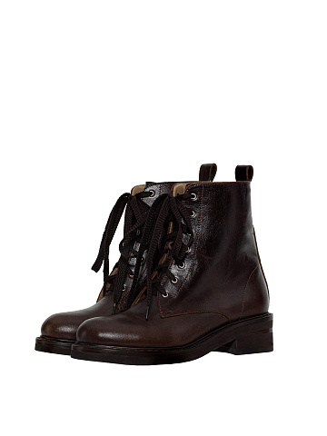 Dark brown leather lace-up boots, 1