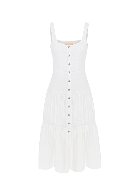 White denim midi dress, 1 White denim midi dress, 1