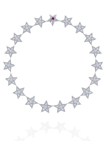 White Gold, Diamonds & Ruby Star Necklace, 2