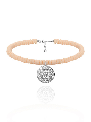 Beige Rubber & Silver Choker, 1