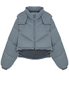 Пуховик укороченый серо-голубого цвета с капюшоном YANA