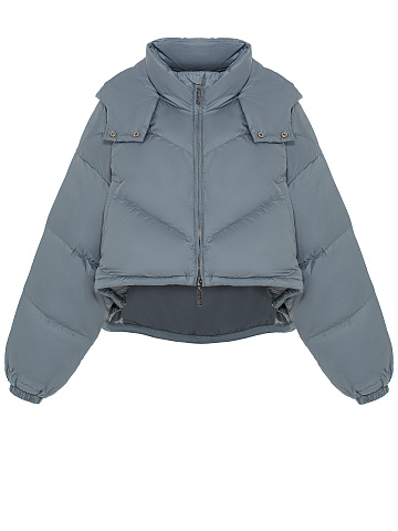 Grey Cropped Puffer Jacket, 1