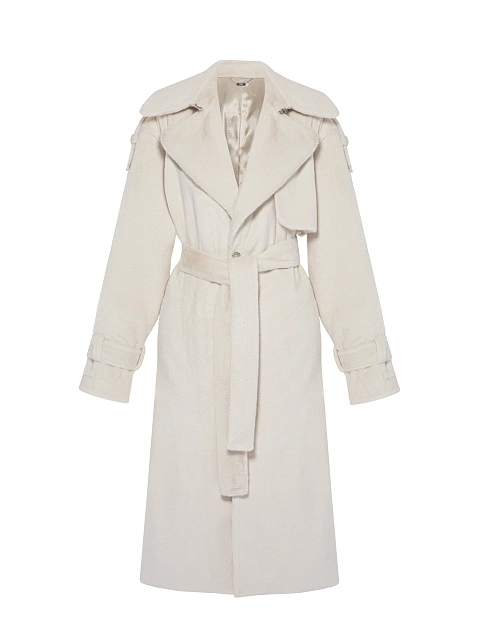 Beige Faux Fur Trench Coat, 1 Beige Faux Fur Trench Coat, 1