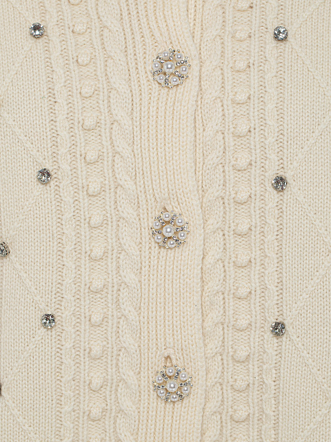 Milk-colored cashmere cardigan with rhinestones, 4 Milk-colored cashmere cardigan with rhinestones, 4