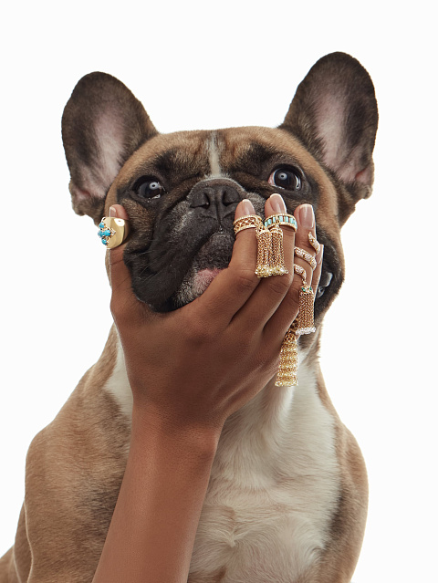 Hand ring in yellow gold with turquoise and diamonds, 3