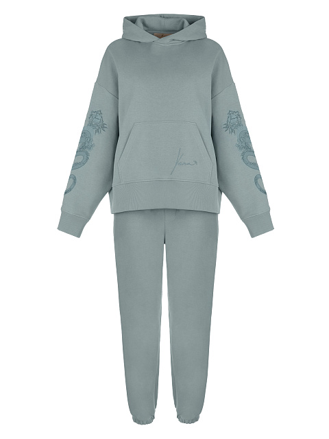 Grey & Blue Dragon Embroidered Jersey Suit, 1 Grey & Blue Dragon Embroidered Jersey Suit, 1