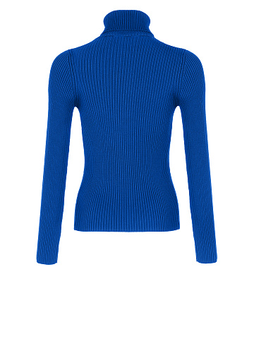 Blue ribbed knit turtleneck, 2