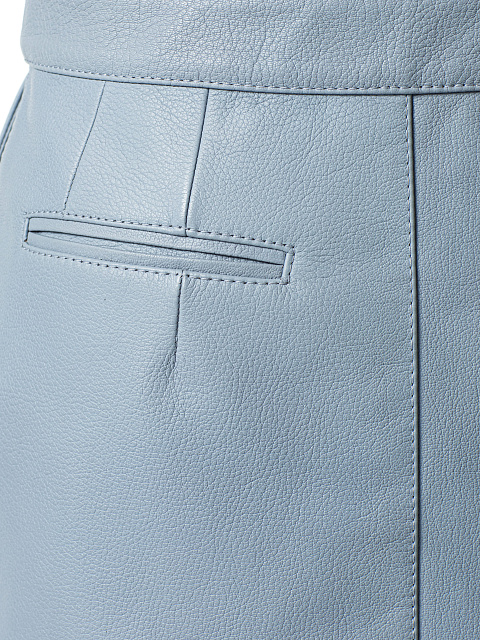 Юбка мини из серо-голубой натуральной кожи, 7