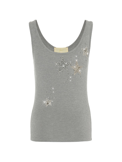 Grey Rhinestones Jersey Tank Top, 1 Grey Rhinestones Jersey Tank Top, 1