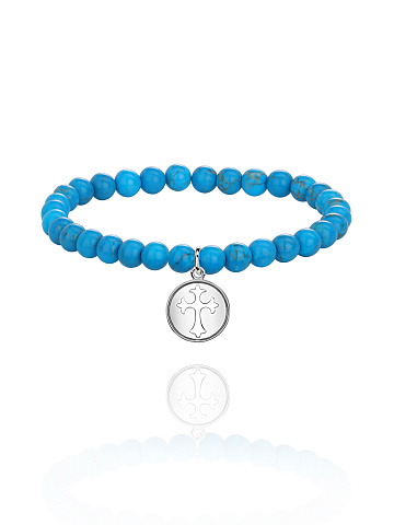 Silver & Turquoise Beaded Bracelet, 1