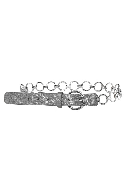 Gray leather belt with chain, 1