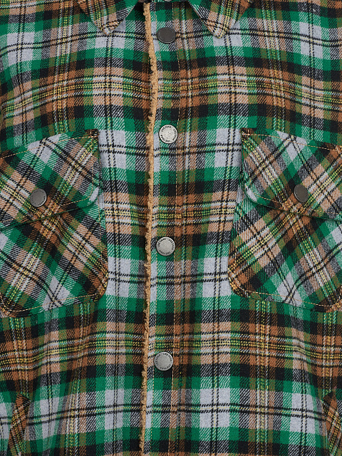 Green Checked Faux Fur Lined Shirt, 3 Green Checked Faux Fur Lined Shirt, 3