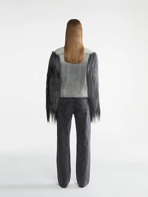 Grey Denim & Yak Fur Jacket, 8