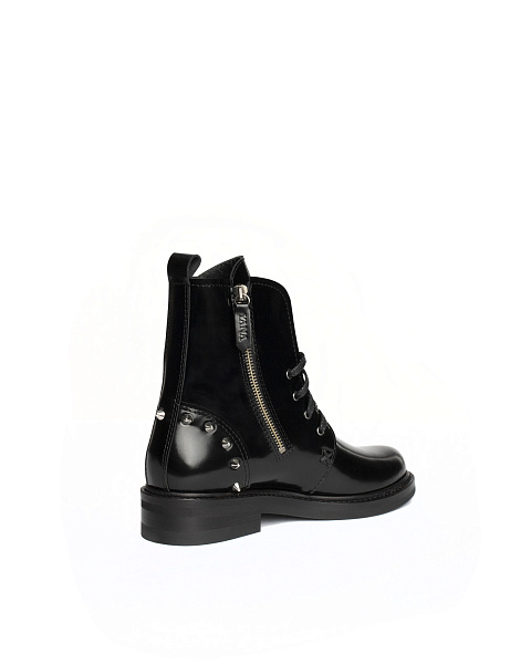 Black Patent Leather Spike Boots, 3