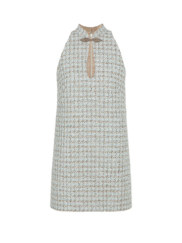 Mint Beige Tweed Mini Dress, 1