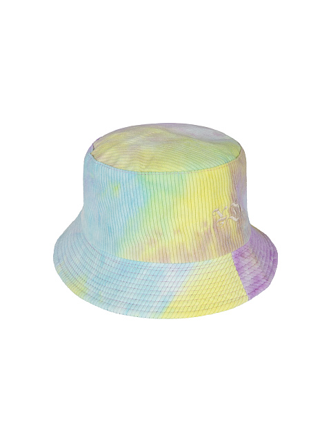 Tie-dye & Beige Embroidery Corduroy Bucket Hat, 1