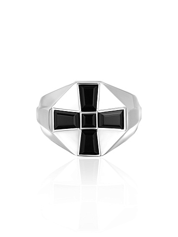 White gold ring with black tourmaline, 2