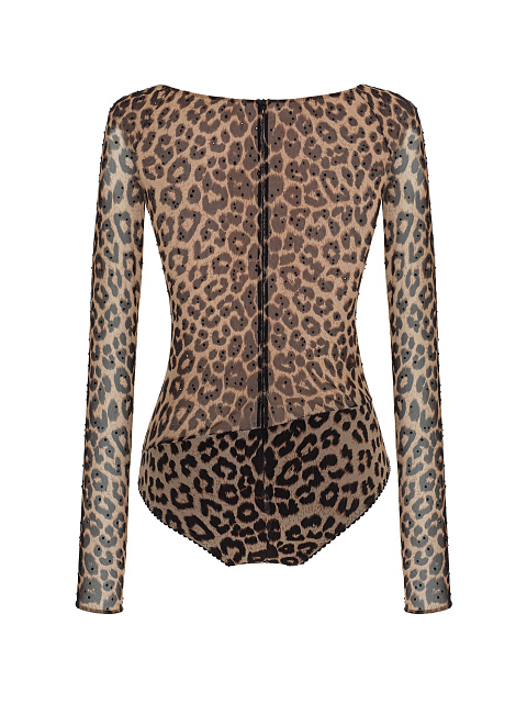 Bodysuit with leopard print and rhinestones, 2