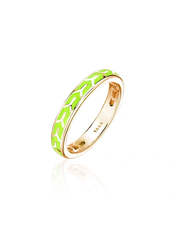 Yellow gold ring with Lime Color enamel, 1