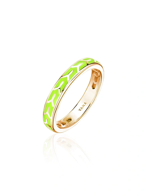 Yellow gold ring with Lime Color enamel, 1