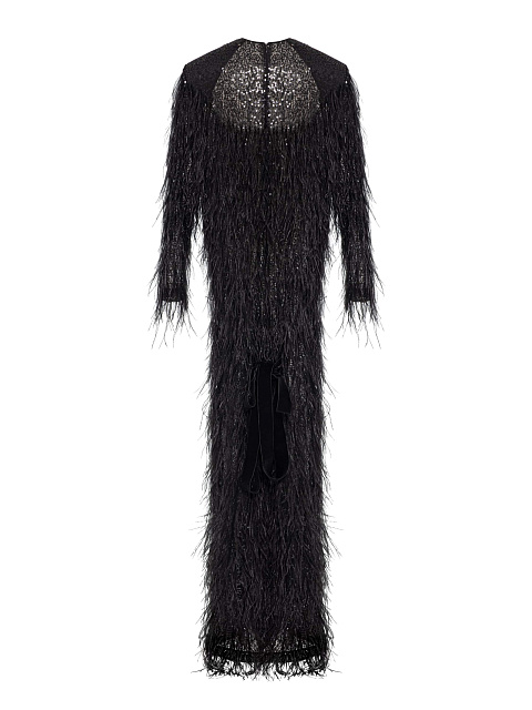Maxi dress with ostrich feathers, 2 Maxi dress with ostrich feathers, 2