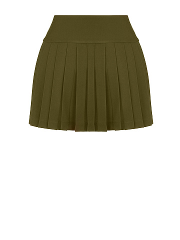 Khaki Pleated Mini Skirt, 2