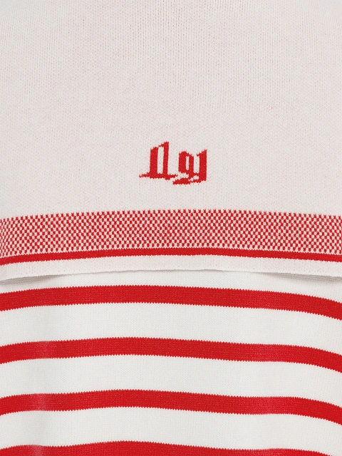 Cropped white cardigan with red stripes, 4 Cropped white cardigan with red stripes, 4