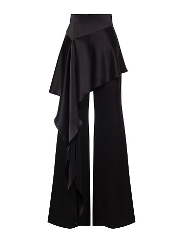 Black Silk Trousers With Asymmetrical Flounce, 1