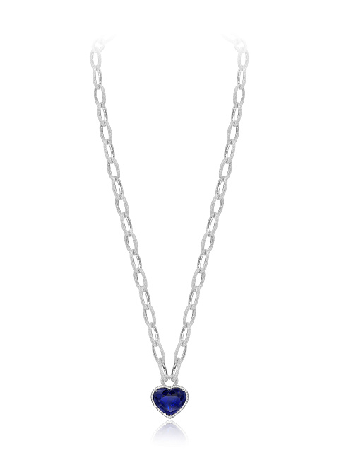 Heart Tanzanite, Round Diamond & White Gold Necklace, 3