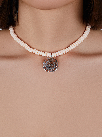 Beige Rubber & Silver Choker, 2