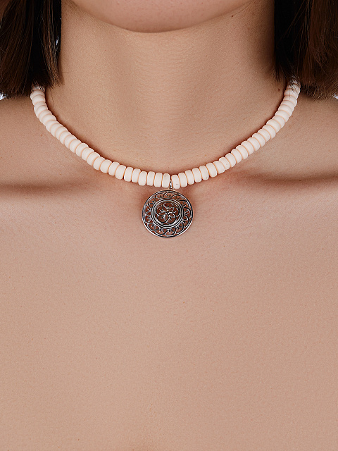 Beige Rubber & Silver Choker, 2