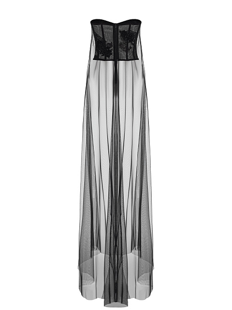 Black embroidered corset with train, 2
