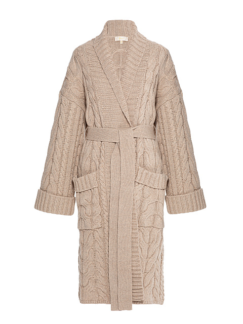 Beige Cashmere & Merino Wool Belted Cardigan, 1 Beige Cashmere & Merino Wool Belted Cardigan, 1