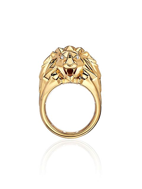 Wide yellow gold ring with brown diamonds, 4