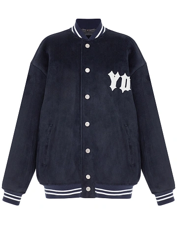 Blue Oversized Shearling Bomber Jacket, 1