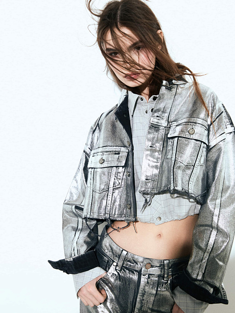 Silver Plated Black Denim Jacket, 9