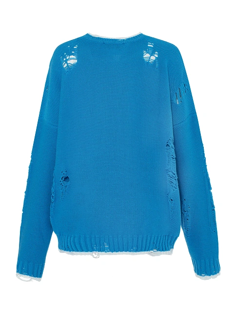 Blue & White Unisex Anchor Cotton Sweater, 2 Blue & White Unisex Anchor Cotton Sweater, 2