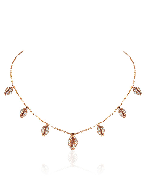 Rose gold necklace with shell-shaped pendants, 1