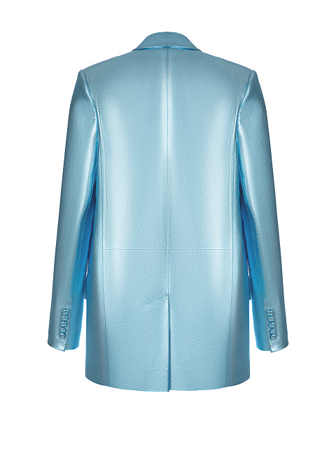 Metallic Blue Leather Blazer & Skirt Set, 3 Metallic Blue Leather Blazer & Skirt Set, 3