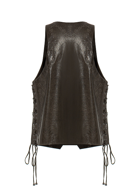 Brown Leather Lace Up Vest, 2 Brown Leather Lace Up Vest, 2