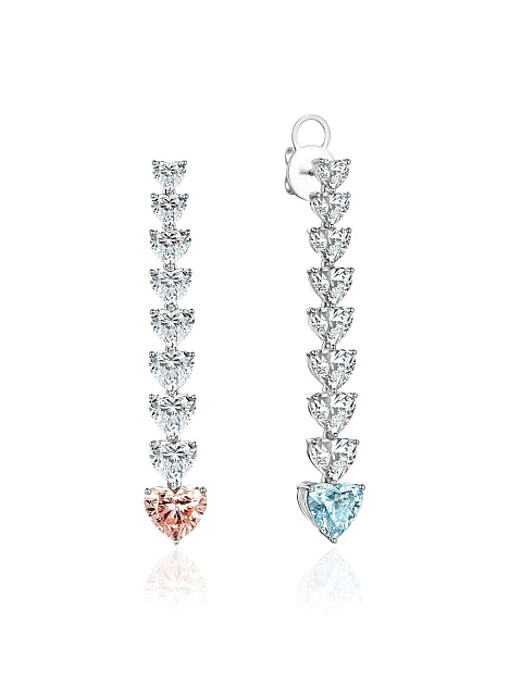 Long earrings with LG heart-cut diamonds, 1